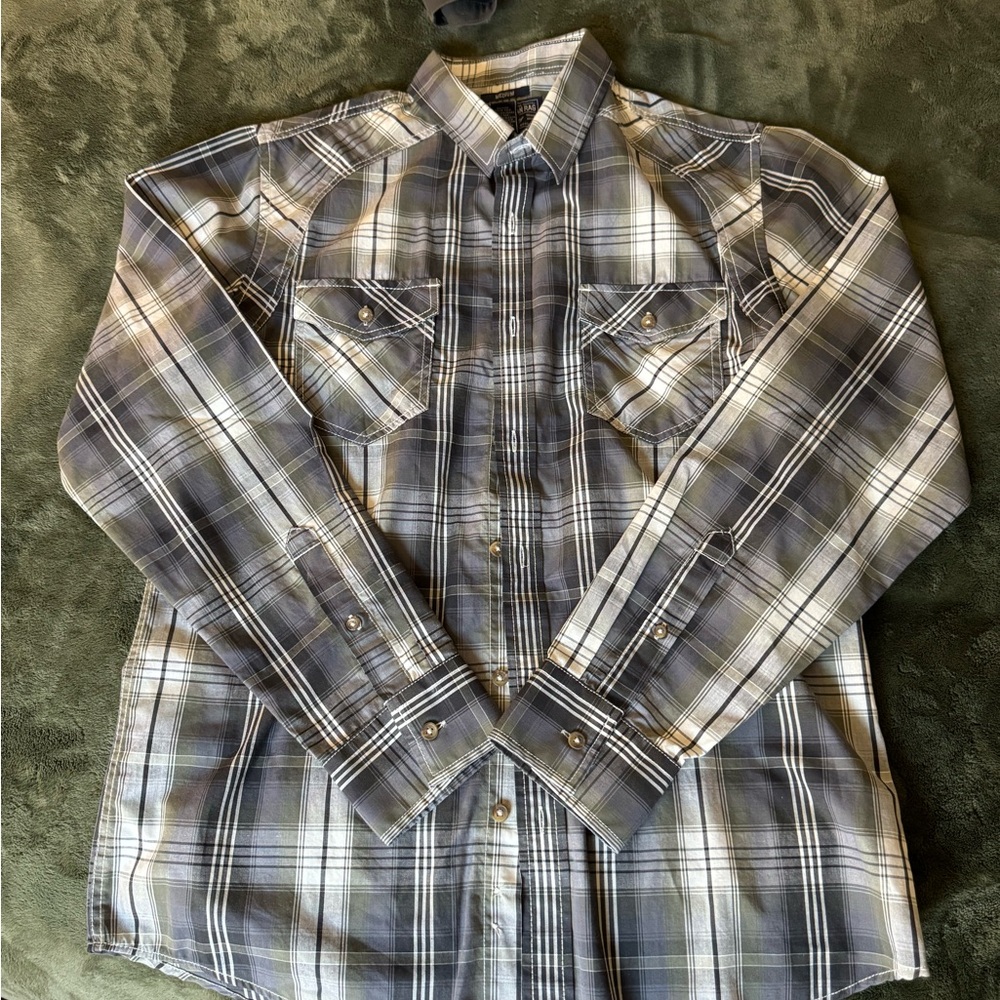 American Rag Gray and White Plaid Men's Shirt